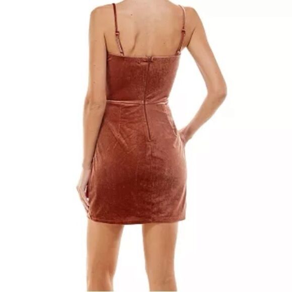 Trixxi Rust Velvet Bustier Dress / Size Small - Picture 3 of 6